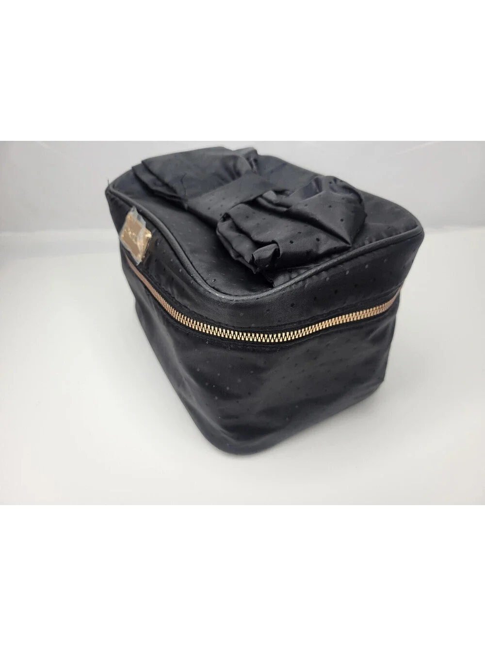 BEBE Travel Cosmetic Train Case Bag Zip Around  with Bow Black